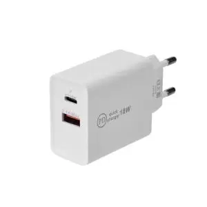 Сетевое зарядное устройство для iPhone/iPad REXANT Type-C + USB 3.0 с Quick charge, белое